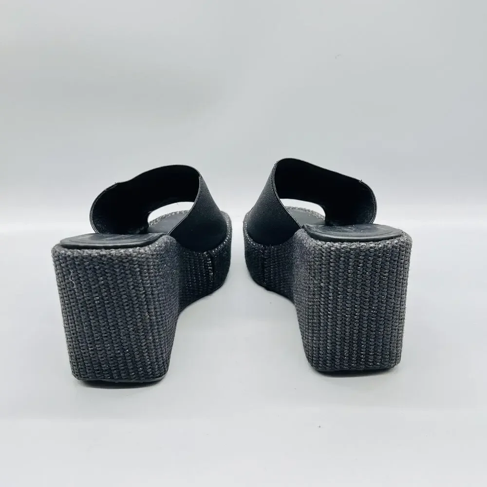 Donald J Pliner Sandals Womens 8 Black Slide Platform Wedge Shoes